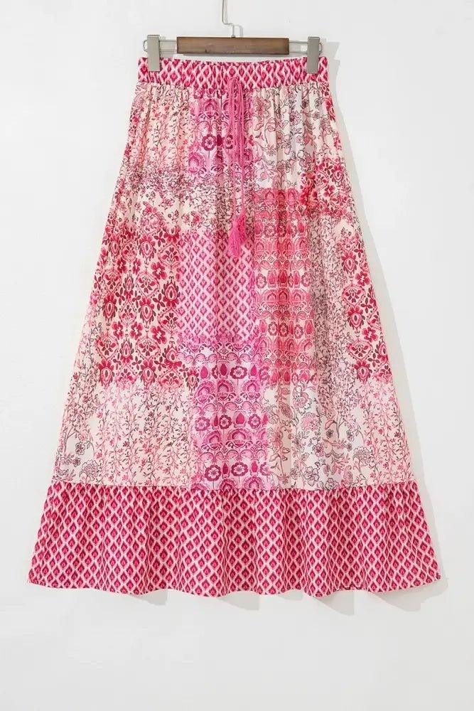 Printed Tassel Drawstring High Waist Maxi Skirt - Update AvenueFestival VibesTrendsi1001008156641121001008156641121cf3a017 - 3653 - 45a0 - a463 - e9b748a152d4 - MaxDusty Pink