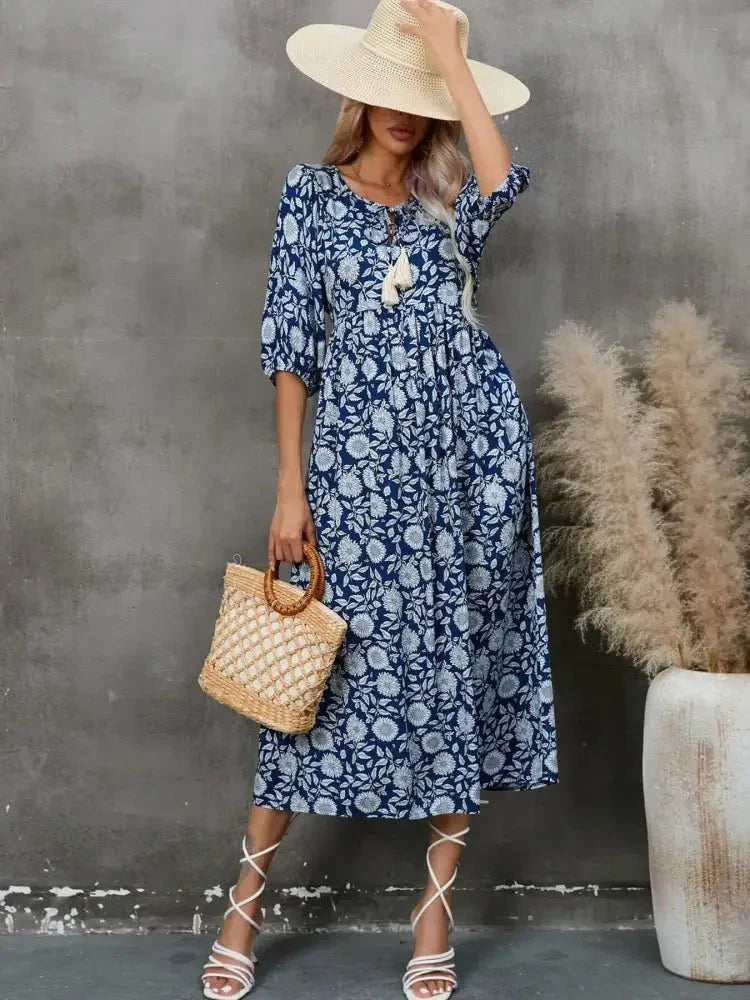 Printed Tie Neck Midi Dress - Update AvenueTrendsi1001003395001381001003395001382de9466821c14f22a3291ba86f0c9ef5 - Max - OriginNavy