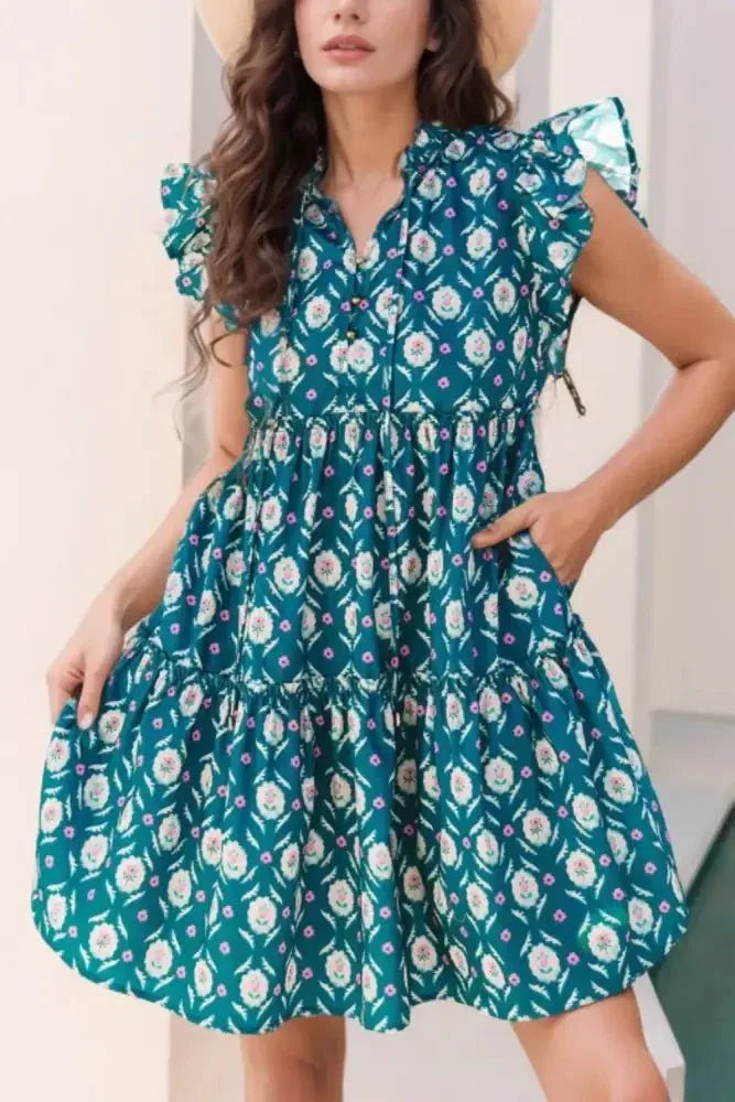 Printed Tie Neck Ruffled Cap Sleeve Dress - Update AvenueEffortless Elegance: DressesTrendsi100100097744370100100097744370c19a3985 - ea11 - 402d - 8e59 - 576a12201610 - Max - OriginFloral