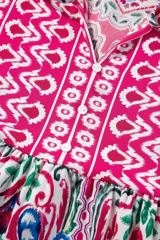 Printed Tie Neck Short Sleeve Dress - Update AvenueBoho VibesTrendsi100100473712914100100473712914cd648060 - 29fe - 401b - 97a9 - c4aed4d3d571 - MaxFloral