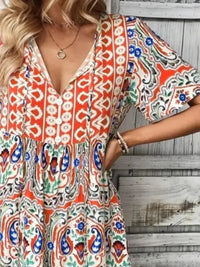 Printed Tie Neck Short Sleeve Dress - Update AvenueBoho VibesTrendsi100100476456263100100476456263323960c3 - cf5a - 42be - b663 - 3be279e76ad0 - MaxSherbet