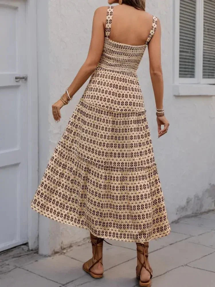 Printed Tiered Wide Strap Midi Dress - Update AvenueEffortless Elegance: DressesTrendsi100100435809428100100435809428b13d11ee - 91ef - 467f - a474 - d393b3f5d650 - MaxCamel
