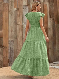 Printed V - Neck Ruffled Cap Sleeve Maxi Dress - Update AvenueEffortless Elegance: DressesTrendsi100100167920685100100167920685a19296ca - 0117 - 4780 - 9ac8 - b05656089856 - Max - OriginGreen