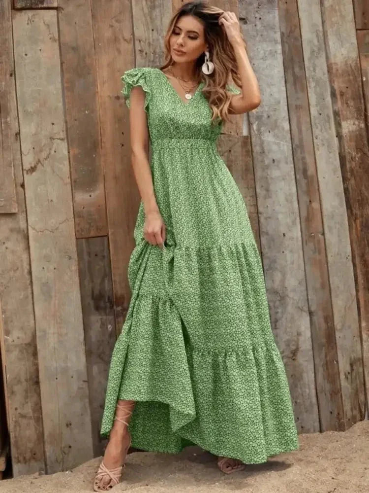 Printed V - Neck Ruffled Cap Sleeve Maxi Dress - Update AvenueEffortless Elegance: DressesTrendsi100100167920685100100167920685ebf9e725 - a6e1 - 4573 - b4ff - e9030ac3c8a3 - Max - OriginGreen