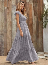 Printed V - Neck Ruffled Cap Sleeve Maxi Dress - Update AvenueEffortless Elegance: DressesTrendsi100100167927640100100167927640bb606c28 - 3ec7 - 4345 - 8257 - ceb82541e016 - Max - OriginGray