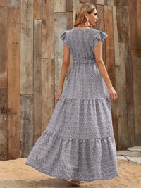 Printed V - Neck Ruffled Cap Sleeve Maxi Dress - Update AvenueEffortless Elegance: DressesTrendsi100100167927640100100167927640877510e6 - 0158 - 49d7 - afaf - 398ee970acb5 - Max - OriginGray