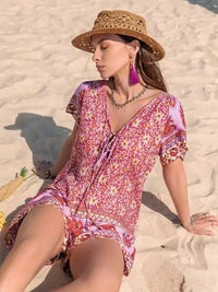 Printed V - Neck Short Sleeve Romper - Update AvenueBoho VibesTrendsi1001009898614671001009898614676f9bc256 - 45b0 - 4e53 - be4a - 1f278fae53fd - Max - OriginDeep Rose
