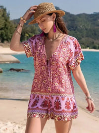 Printed V - Neck Short Sleeve Romper - Update AvenueBoho VibesTrendsi100100989861467100100989861467dd8d3e40 - 0eea - 4d24 - 88f6 - d57b346c4334 - Max - OriginDeep Rose