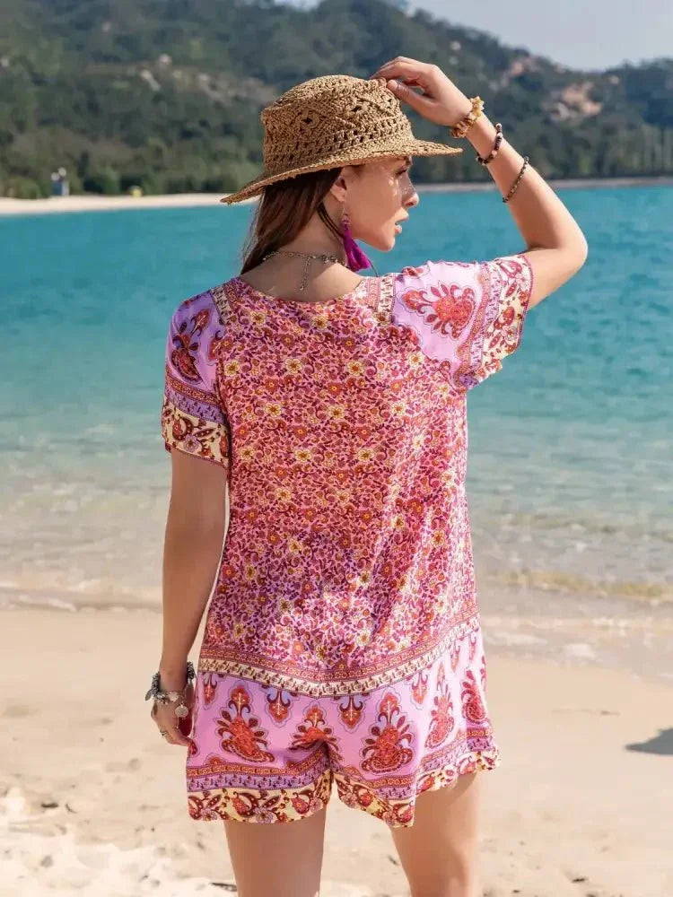 Printed V - Neck Short Sleeve Romper - Update AvenueBoho VibesTrendsi1001009898614671001009898614672e15a495 - 6972 - 4cb0 - 9e5e - d1269ca7f04c - Max - OriginDeep Rose