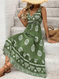 Printed V - Neck Sleeveless Dress - Update AvenueBoho VibesTrendsi100100863221982100100863221982e7006e13 - da0d - 4307 - 8fc7 - 80231f179951 - Max - OriginMatcha Green