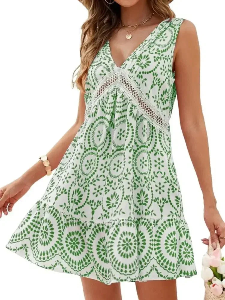 Printed V - Neck Sleeveless Mini Dress - Update AvenueBoho VibesTrendsi100100341161607100100341161607739cfc26 - c09e - 401e - a1c4 - aafcb9e73db8 - Max - OriginGum Leaf