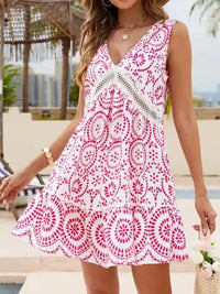 Printed V - Neck Sleeveless Mini Dress - Update AvenueBoho VibesTrendsi1001003411619501001003411619507cd4bde2 - 57d5 - 45fe - b082 - 98810e323ba0 - Max - OriginHot Pink