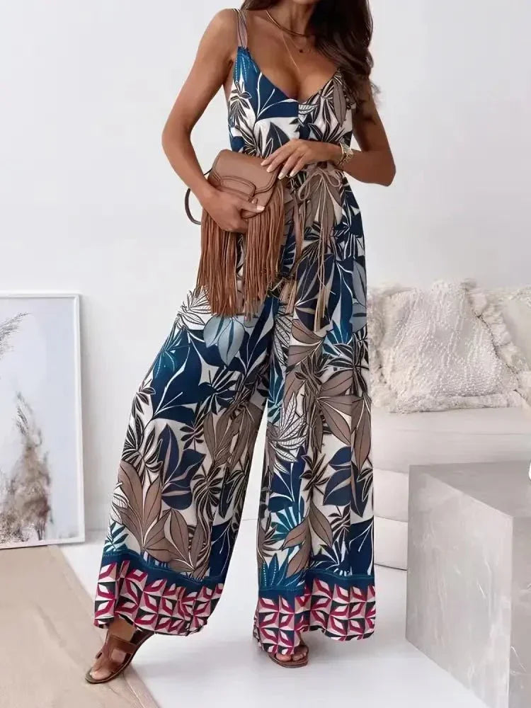 Printed V - Neck Wide Leg Jumpsuit - Update AvenueBoho VibesTrendsi100100514121413100100514121413bbe411bb - 71f2 - 423b - 988a - 77538618d79a - Max - OriginFrench Blue