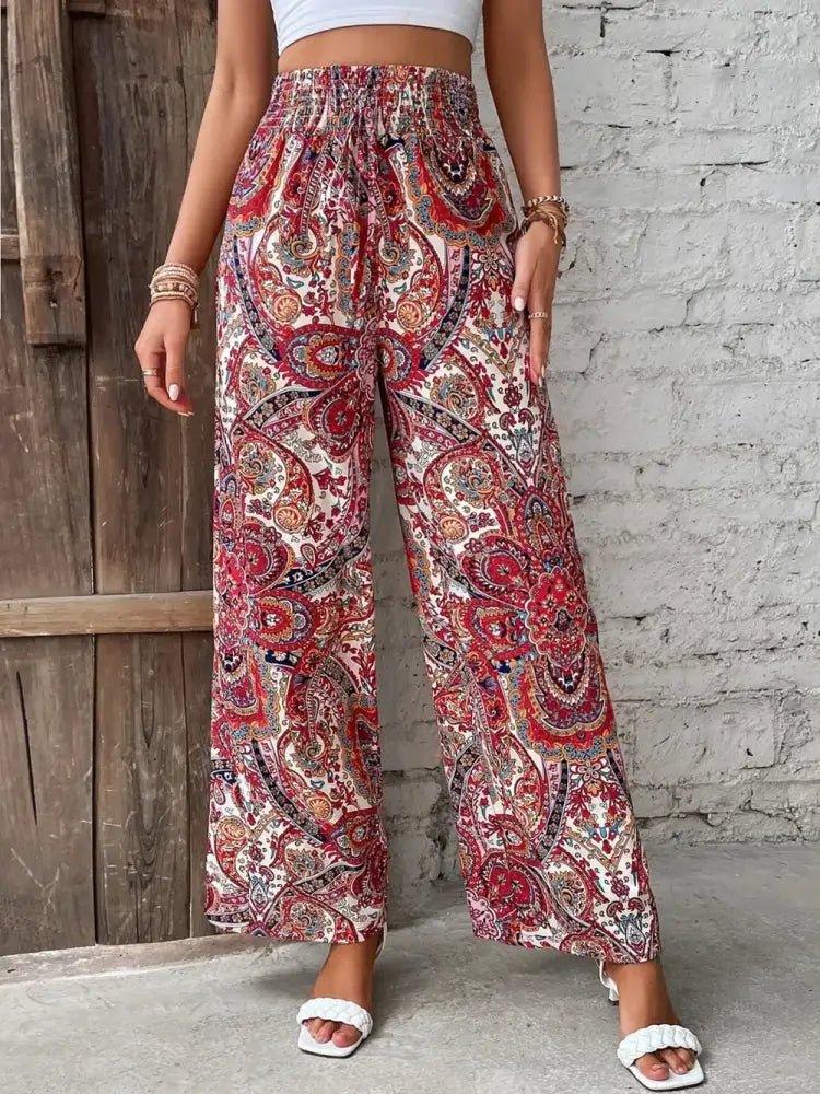 Printed Wide Leg Pants - Update AvenueBoho VibesTrendsi10010058065132010010058065132078665492 - 1ad0 - 426e - ae14 - 88390d58ffa1 - MaxDeep Red