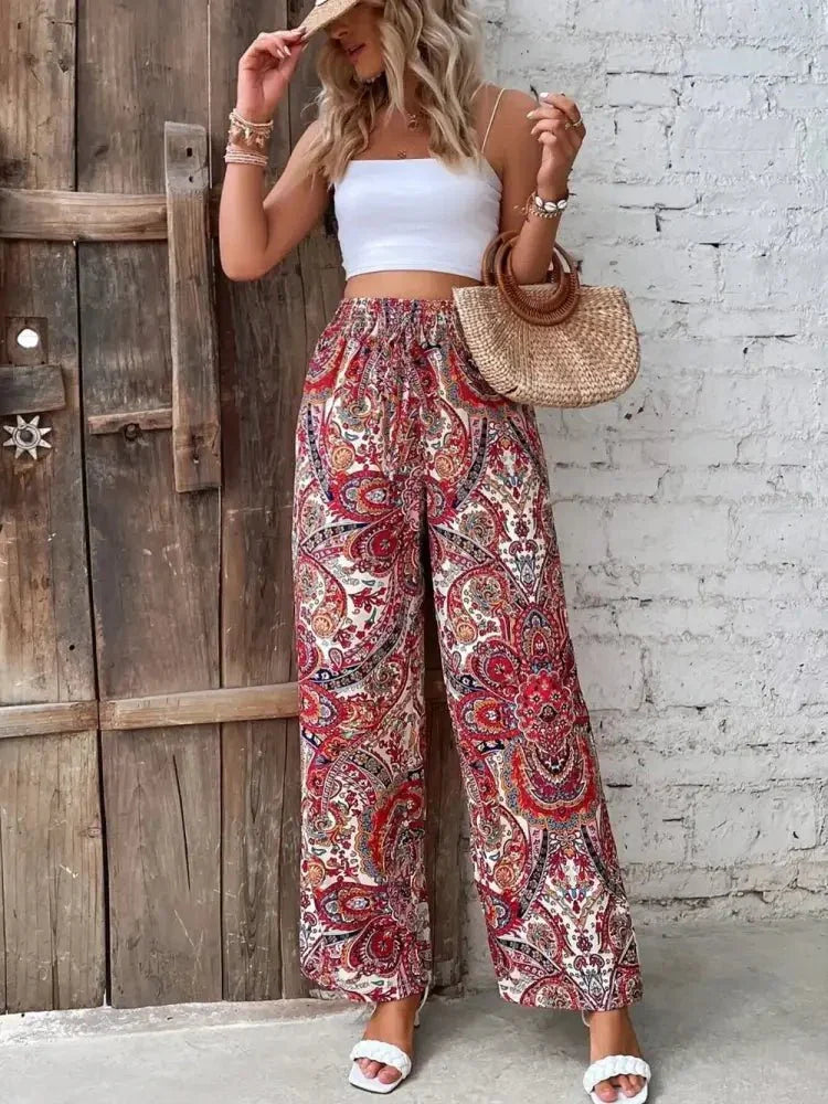 Printed Wide Leg Pants - Update AvenueBoho VibesTrendsi10010058065132010010058065132084e033d4 - 0c87 - 4661 - acf7 - b5bce3114fcf - MaxDeep Red