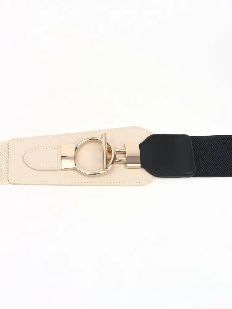 PU Elastic Wide Belt with Alloy Buckle