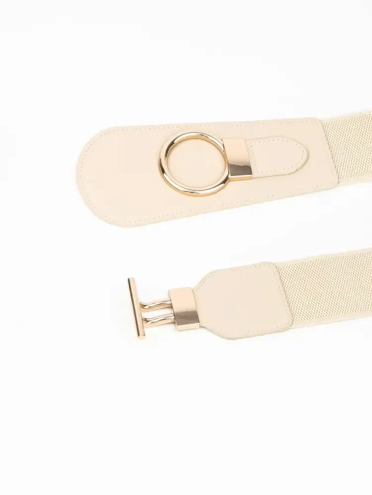PU Elastic Wide Belt with Alloy Buckle