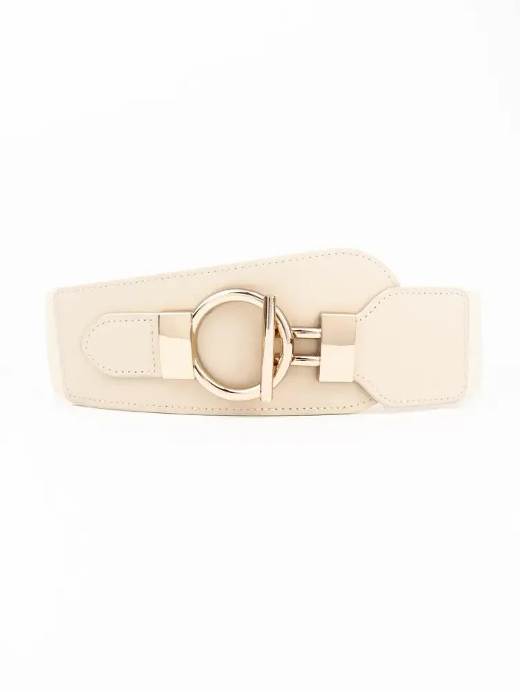 PU Elastic Wide Belt with Alloy Buckle