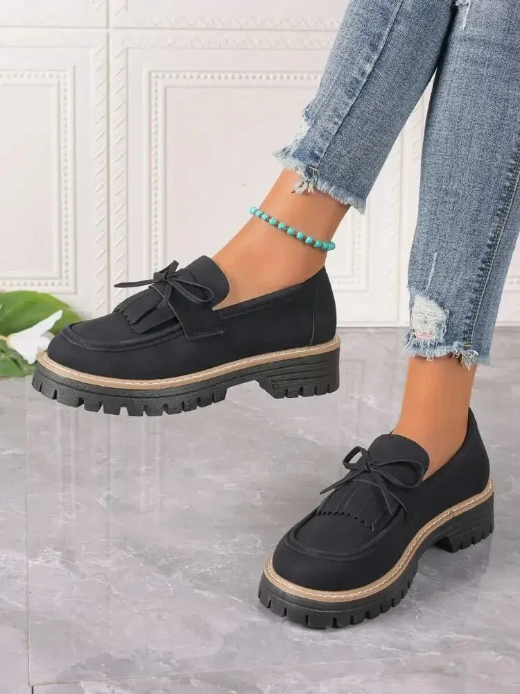 PU Leather Bow Platform Loafers - Update AvenueTrendsi100600597491557100600597491557PU Leather Bow Platform LoafersBlack