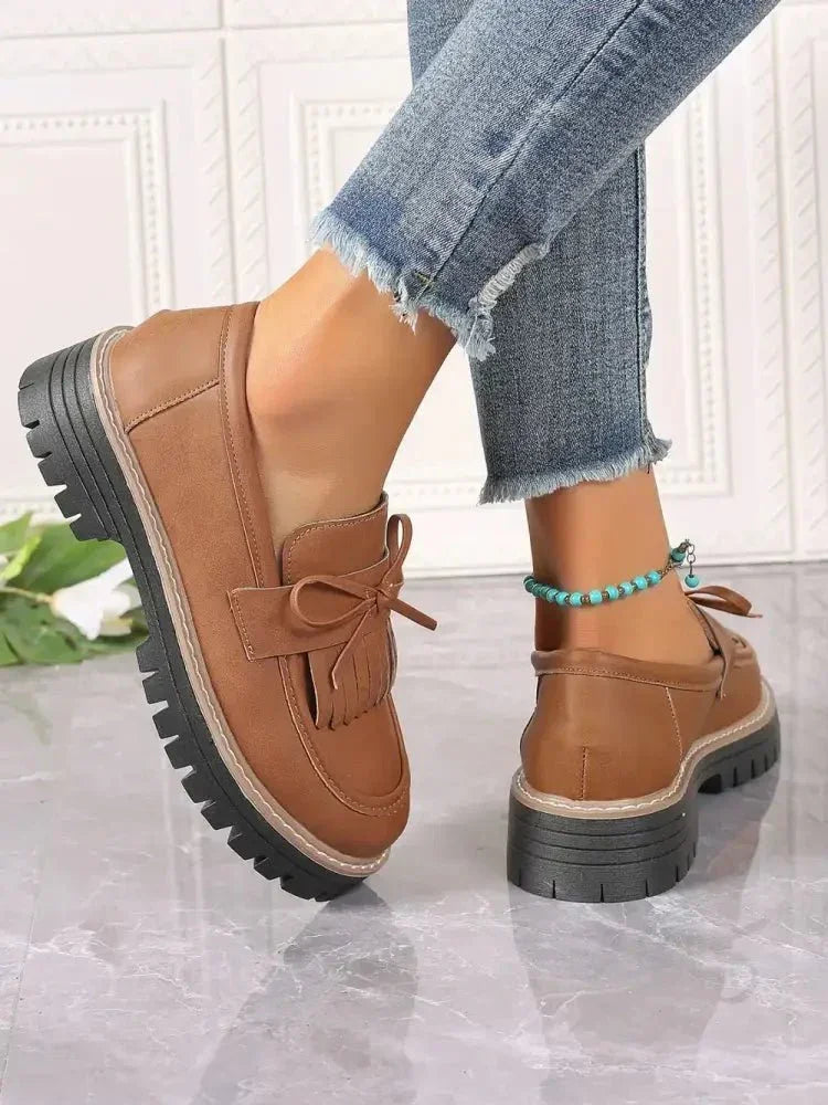 PU Leather Bow Platform Loafers - Update AvenueTrendsi100600597498844100600597498844PU Leather Bow Platform LoafersCaramel