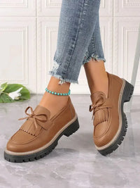 PU Leather Bow Platform Loafers - Update AvenueTrendsi100600597498844100600597498844PU Leather Bow Platform LoafersCaramel