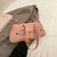 PU Leather Shoulder Bag with Buckle Details
