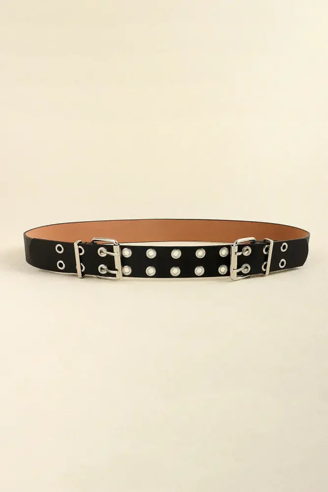 PU Leather Two Row Eyelet Belt