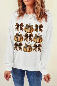 Pumpkin & Bow Graphic Long Sleeve Sweatshirt - Update AvenueHalloweenTrendsi1001006503615121001006503615126792382e - 632f - 43a1 - b9a2 - d8ee0bcfbe06 - MaxWhite