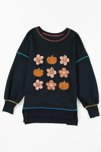 Pumpkin & Flower Graphic Long Sleeve Sweatshirt - Update AvenueHalloweenTrendsi100100691901304100100691901304289ec220 - 67b8 - 4e23 - b7d2 - 76271830eccb - MaxBlack