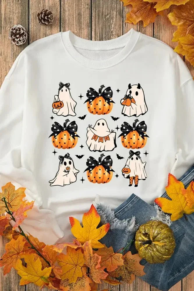 Pumpkin & Ghost Round Neck Long Sleeve Sweatshirt - Update AvenueHalloweenTrendsi10010025630166310010025630166332fe4eb8 - bea0 - 4157 - 954f - 9e04201d81c1 - MaxWhite