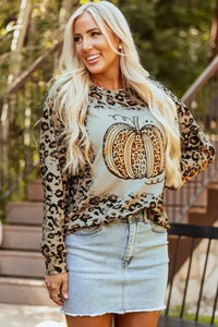 Pumpkin Graphic Leopard Round Neck Long Sleeve Sweatshirt - Update AvenueHalloweenTrendsi100100361931687100100361931687da476b36 - f0a7 - 4e57 - a527 - a94cb74187c9 - MaxLeopard