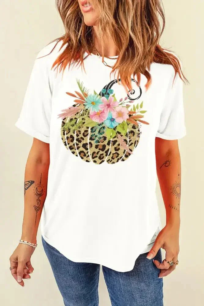 Pumpkin Graphic Round Neck Short Sleeve T-Shirt - Update AvenueHalloweenTrendsi1001003739611701001003739611702aa6ace8 - ce88 - 4521 - b032 - 85caebeb85cd - MaxWhite
