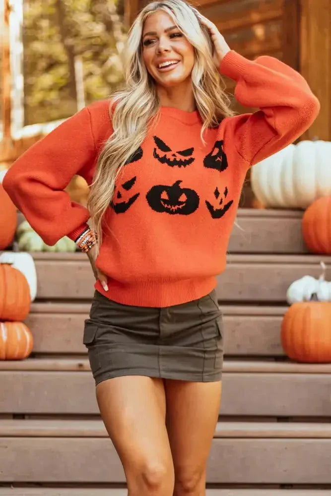 Pumpkin Pattern Round Neck Sweater - Update AvenueHalloweenTrendsi100100697141791100100697141791a74a7add - d06f - 4fc3 - 97d8 - 7f608bc6401b - MaxOrange