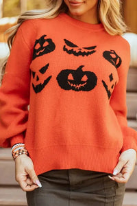 Pumpkin Pattern Round Neck Sweater - Update AvenueHalloweenTrendsi10010069714179110010069714179131d2a13c - 7978 - 4e6a - 8dcc - 598692b0f733 - MaxOrange