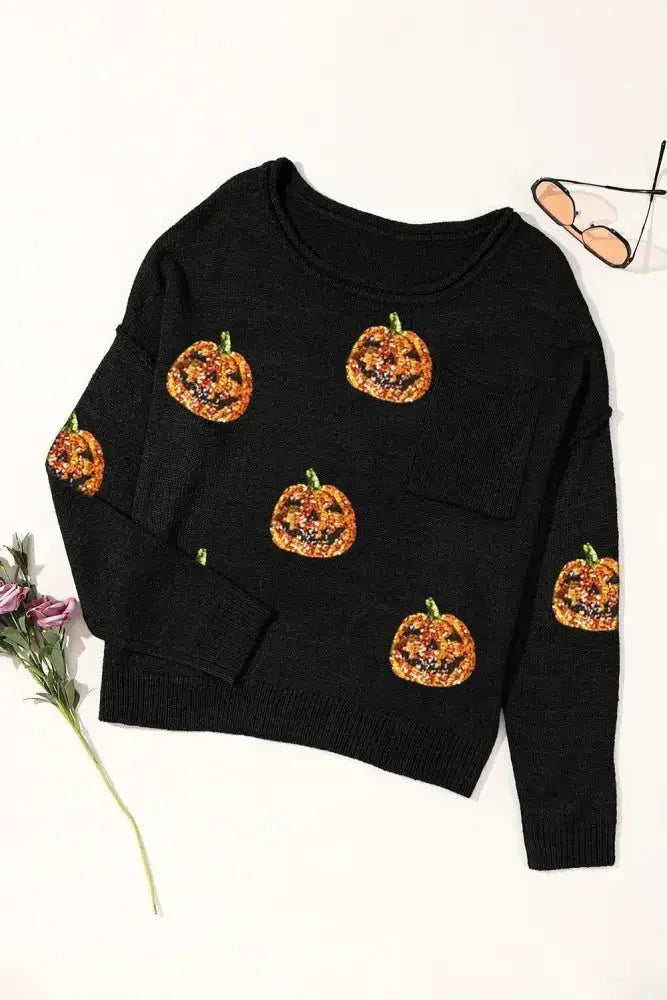 Pumpkin Round Neck Long Sleeve Knit Top - Update AvenueHalloweenTrendsi100100805091562100100805091562decd8741 - 675d - 42cc - 8663 - 617da196e509 - MaxBlack