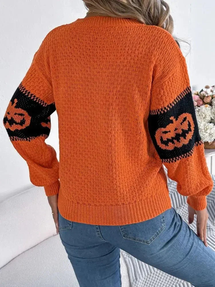 Pumpkin Round Neck Long Sleeve Sweater - Update AvenueHalloweenTrendsi100100309550726100100309550726417410c8 - 74f2 - 44e1 - b2b0 - a323145b1e3a - MaxOrange