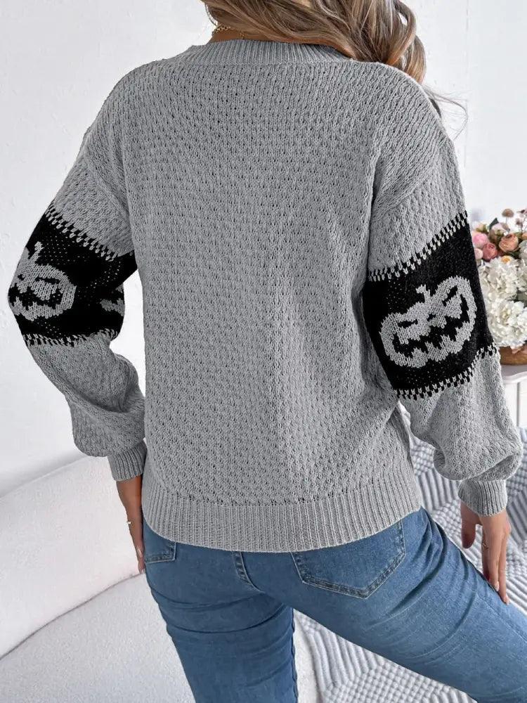 Pumpkin Round Neck Long Sleeve Sweater - Update AvenueHalloweenTrendsi1001003095533071001003095533079af6772f - 732c - 42c6 - b217 - 6373350fe79c - MaxGray