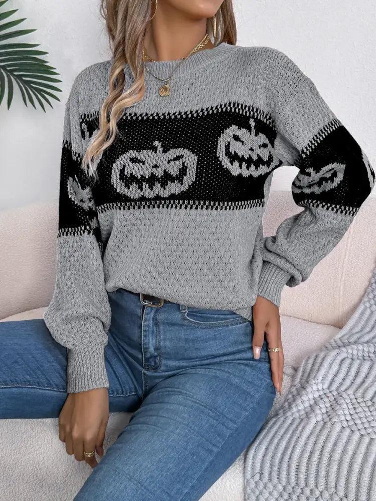 Pumpkin Round Neck Long Sleeve Sweater - Update AvenueHalloweenTrendsi10010030955330710010030955330728971b0f - 6f14 - 400e - b0d6 - bb7d0dad8875 - MaxGray