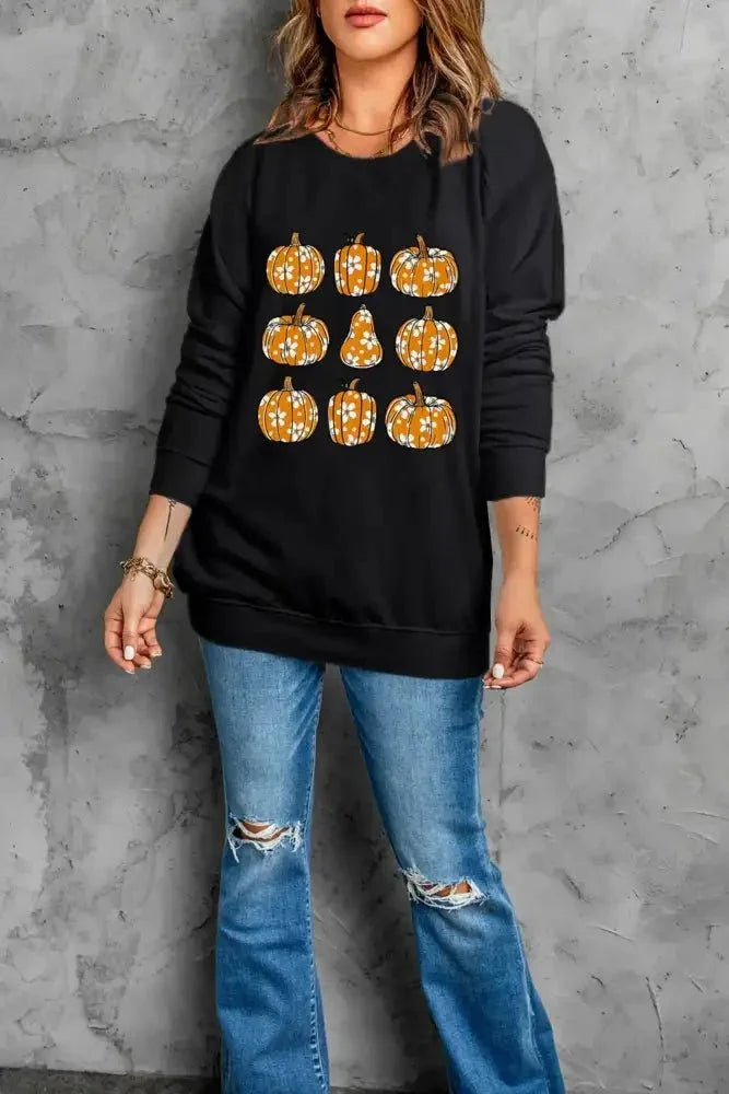 Pumpkin Round Neck Long Sleeve Sweatshirt - Update AvenueHalloweenTrendsi100100925511190100100925511190a901dda6 - 2282 - 4d02 - 93ae - bef5fe60b9aa - MaxBlack