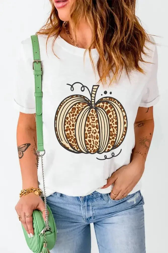 Pumpkin Round Neck Short Sleeve T-Shirt - Update AvenueHalloweenTrendsi1001006293910911001006293910913cef823e - dfe6 - 4b19 - 90b9 - c9417156367b - MaxWhite