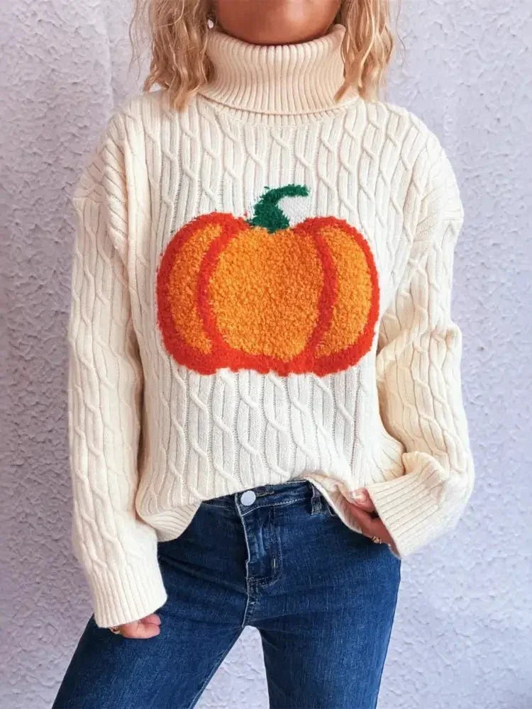 Pumpkin Turtleneck Long Sleeve Sweater - Update AvenueHalloweenTrendsi10010044565115510010044565115555a89abe57094101932dc09606421274 - Max - OriginWhite