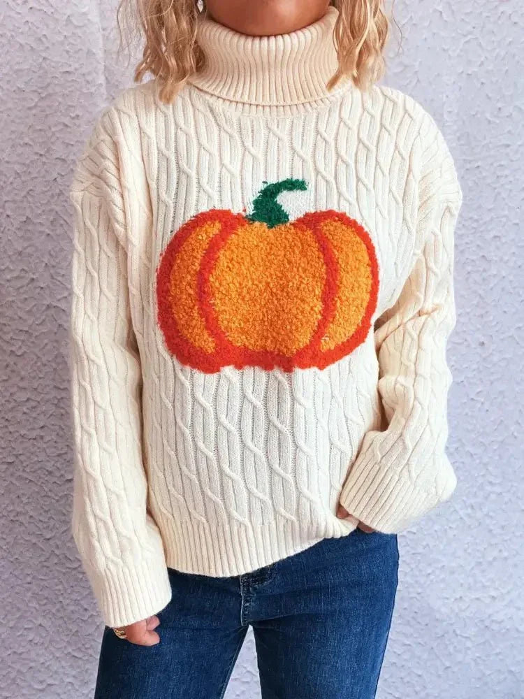 Pumpkin Turtleneck Long Sleeve Sweater - Update AvenueHalloweenTrendsi10010044565115510010044565115514ae15e133c14330acd33ed05b50a92f - Max - OriginWhite