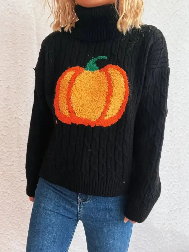 Pumpkin Turtleneck Long Sleeve Sweater - Update AvenueHalloweenTrendsi1001004456524011001004456524013d0b7caaf82c42569b4920f19db890b0 - Max - OriginBlack