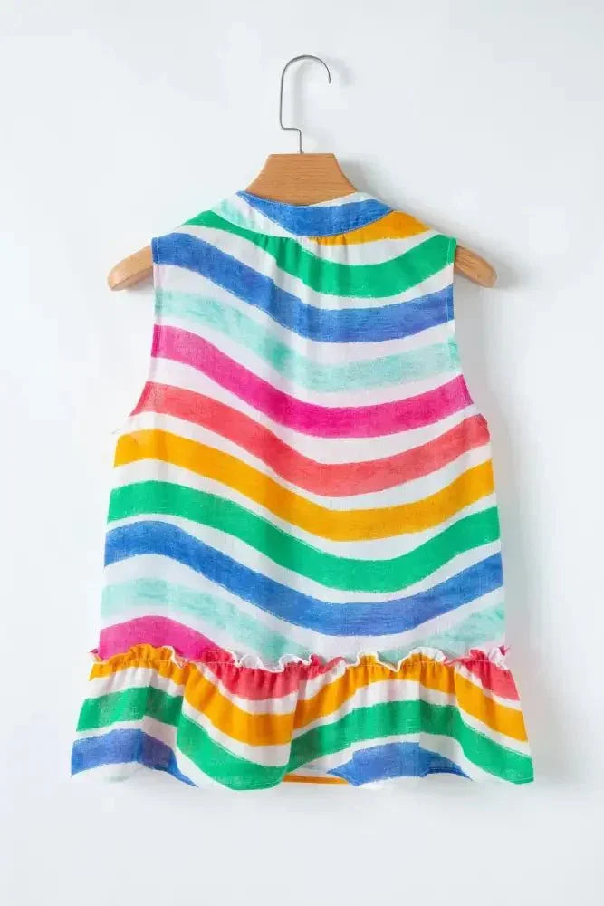 Rainbow Stripes Ruffled Hem Tank Top - Update AvenueTanks & CamisTrendsi1001005941016871001005941016879205e5b1 - dcd7 - 4697 - aa67 - 154a4e2f337c - Max - OriginMulticolor