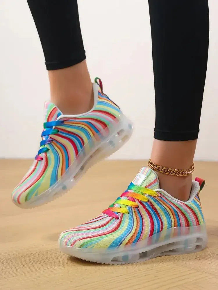 Rainbow Swirl Lace Up Athletic with Transparent Sole - Update AvenueTrendsi100600830284778100600830284778Rainbow Swirl Lace Up Athletic with Transparent SoleColor