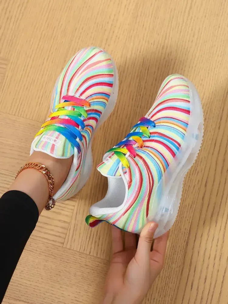 Rainbow Swirl Lace Up Athletic with Transparent Sole - Update AvenueTrendsi100600830284778100600830284778Rainbow Swirl Lace Up Athletic with Transparent SoleColor