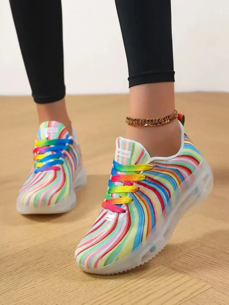 Rainbow Swirl Lace Up Athletic with Transparent Sole - Update AvenueTrendsi100600830284778100600830284778Rainbow Swirl Lace Up Athletic with Transparent SoleColor