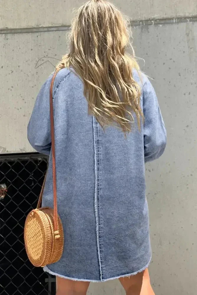 Raw Hem Button Down Long Sleeve Denim Dress - Update AvenueDenim Dresses & SkirtsTrendsi10010020357125810010020357125892ed2523 - ab8a - 43a5 - adcd - f43cf967aa86 - MaxMedium