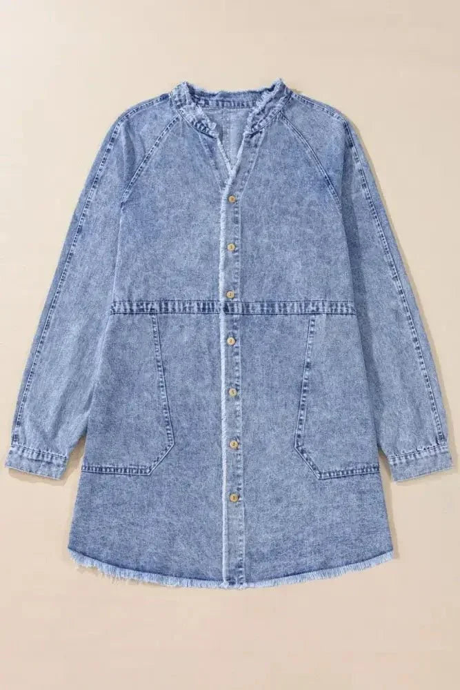 Raw Hem Button Down Long Sleeve Denim Dress - Update AvenueDenim Dresses & SkirtsTrendsi10010020357125810010020357125803b1f0e7 - 2665 - 4db4 - a292 - 20618d3ff888 - MaxMedium