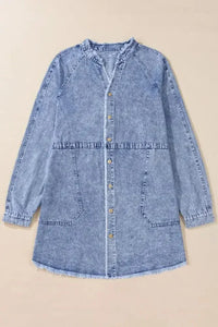 Raw Hem Button Down Long Sleeve Denim Dress - Update AvenueDenim Dresses & SkirtsTrendsi10010020357125810010020357125803b1f0e7 - 2665 - 4db4 - a292 - 20618d3ff888 - MaxMedium